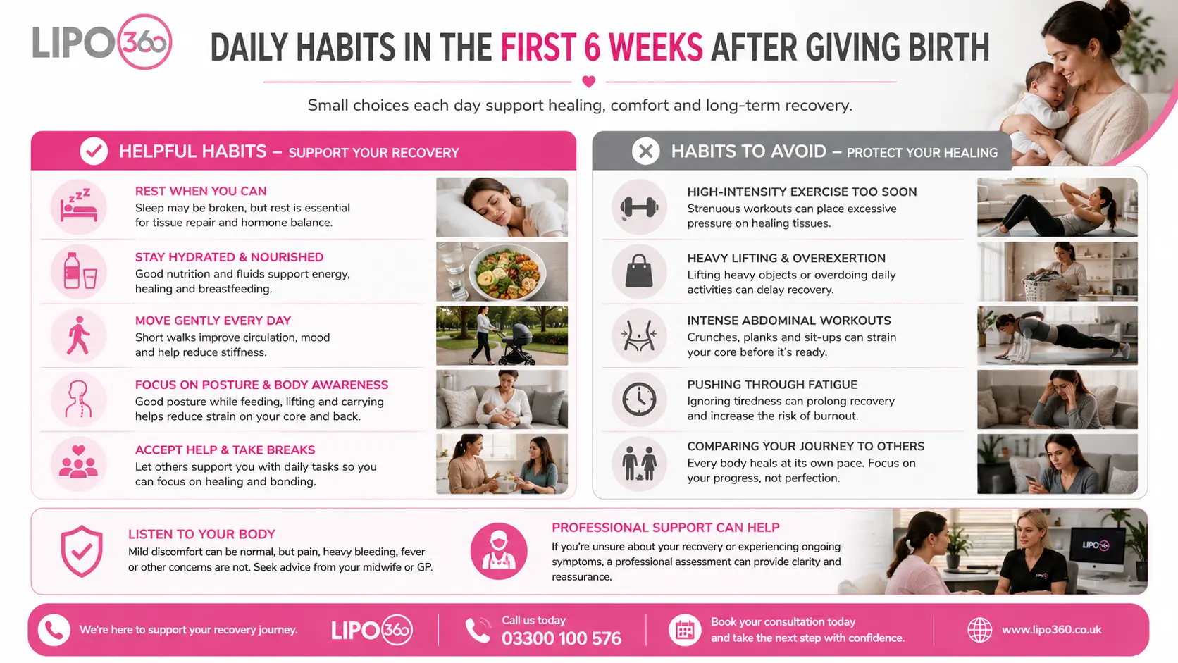 What to Do (and Avoid) in the First 6 Weeks After Giving Birth To Avoid Diastasis Recti 3 First 6 Weeks After Giving Birth To Avoid Diastasis Recti Nuneaton : Daily Habits in the First 6 Weeks After Giving Birth